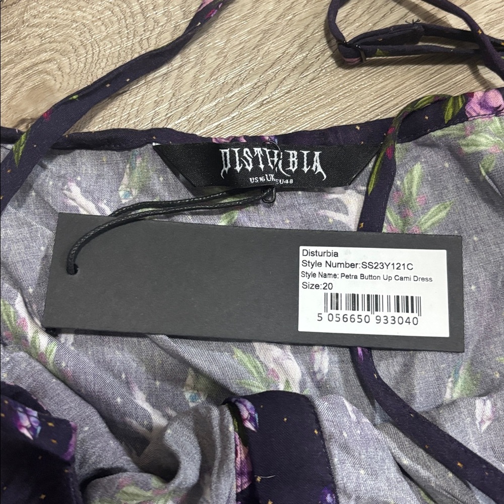 Purple Floral Slip Dress with Spaghetti Straps - Picture 4 of 4